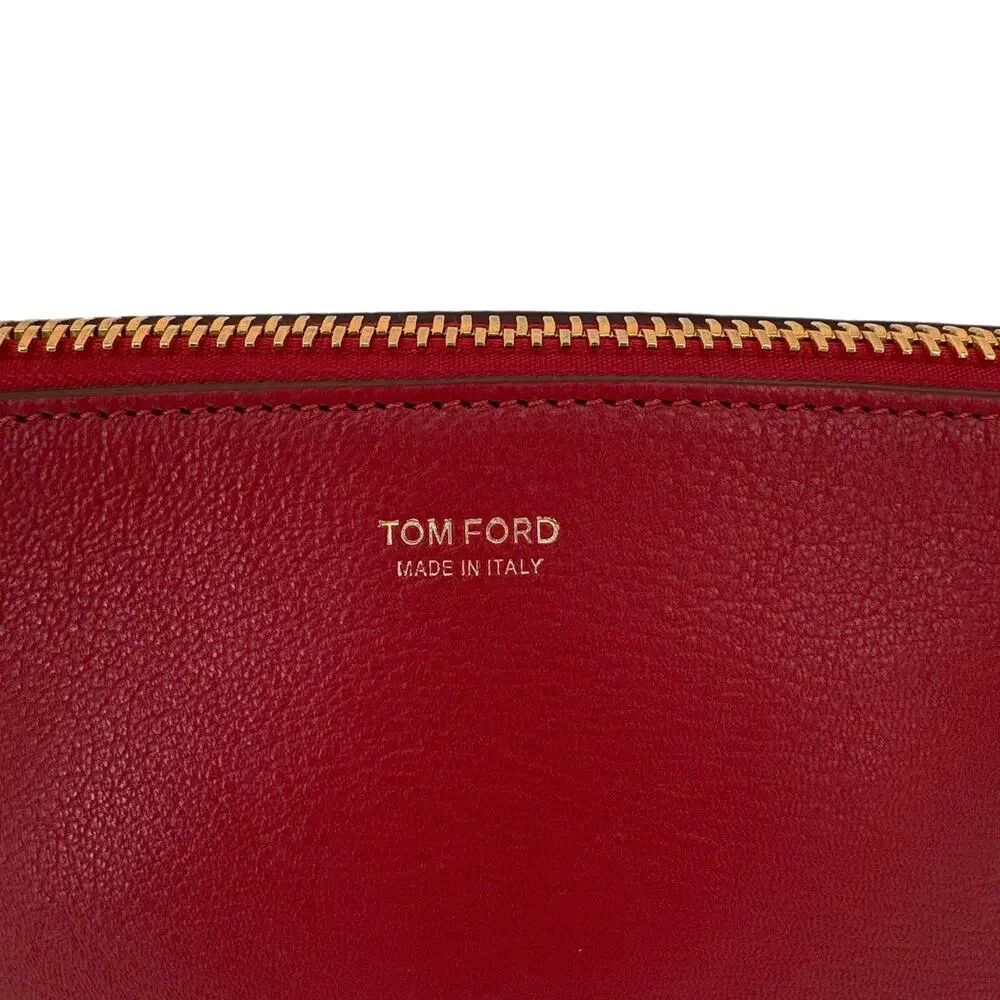 TOM FORD Leather Cosmetic Case Pouch Bag in Red